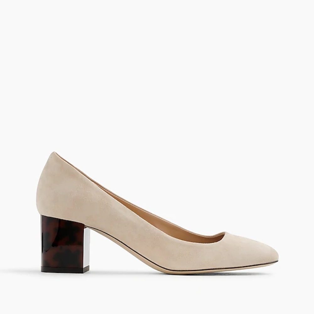 J. Crew Tortoise Heels in Suede Size 5 Tawny Sand - Picture 8 of 8